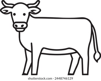 Cow on pasture in continuous line art drawing style. Grazing cow minimalist black linear sketch isolated on white background. Vector illustration