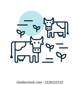 Cow on a pasture isolated icon. Agriculture sign. Graph symbol for your web site design, logo, app, UI. Vector illustration, EPS10.
