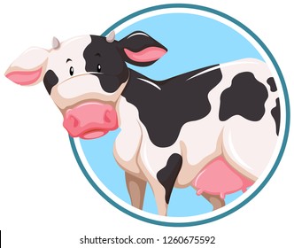 Cow On Sticker Template Illustration Stock Vector (Royalty Free ...