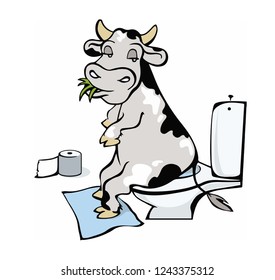 cow on a toilet