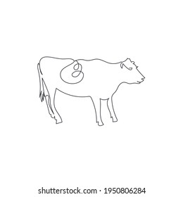 cow one line vector illustration