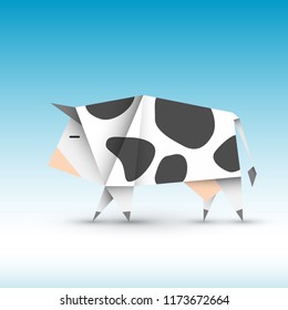 cow origami isolated vector