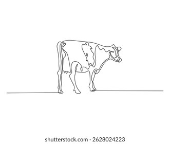 Cow outline drawing illustration. Continuous line draw of eid al Adha day vector
