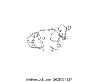 Cow outline drawing illustration. Continuous line draw of eid al Adha day vector
