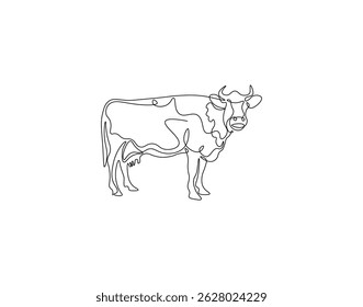 Cow outline drawing illustration. Continuous line draw of eid al Adha day vector

