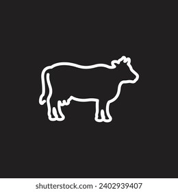 Cow outline graphic icon. Cow black silhouette isolated on white background. Vector illustration	