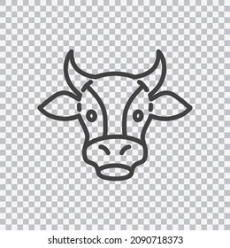 Cow outline icon. Vector isolated on transparent background.