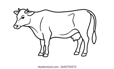 Cow Outline Looking Backward Vector.