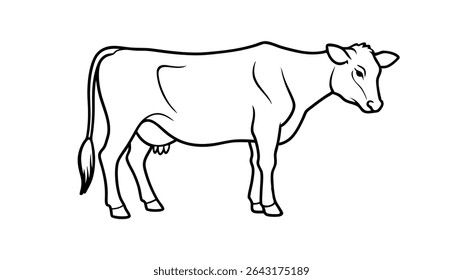 Vetor de visão lateral do contorno da vaca.