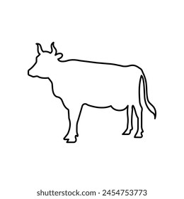 Icono de silueta de vaca Vector. Vaca de granja, icono. Concepto ganadero. Cartel de ganado sobre fondo blanco. Cartel de carne de vaca. Ilustración de carne. Insignia de lácteos. Símbolo de leche. Logo del Carnicero. Agricultura