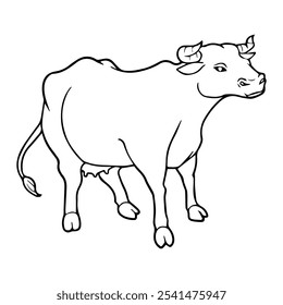 cow outline vector illustration,isolated on white background,top view