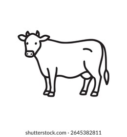 Vector de contorno de vaca en fondo blanco