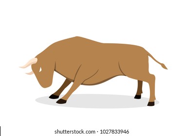 Cow, ox and bull in flat vector art design, side view