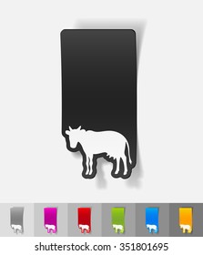 cow paper sticker with shadow. Vector illustration