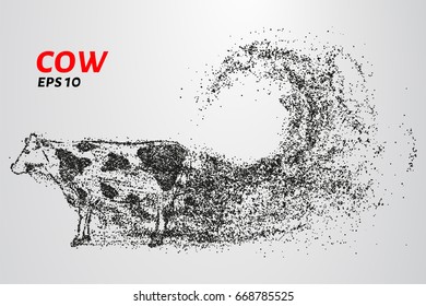 The cow of the particles. Vector cow consists of small circles