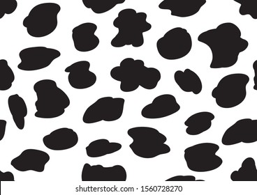 Cow Patches - Seamless Pattern Black And White Spots On The Fabric.