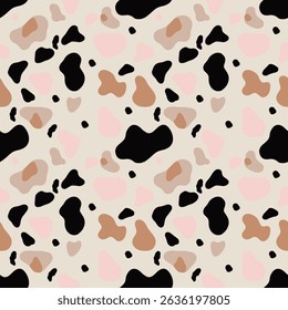 Cow pattern Animal print pattern seamless cow texture.Vector monochrome pattern.Abstract illustration,abstract animal spot print,cow skin background.Design for cloth,wrapping,wallpaper,carpet