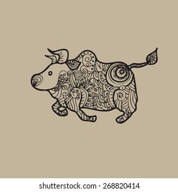 Cow pattern doodle cartoon vector