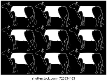 Cow pattern.- Illustration, Cattle, Farm, Textile, Animal Markings, Mammal