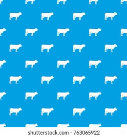 Cow pattern repeat seamless in blue color for any design. Vector geometric illustration
