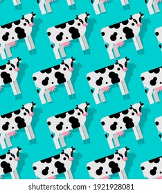Patrón de vaca sin fisuras. fondo animal de granja. textura de tejido del bebé vectorial