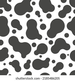 Cow Pattern With Spots And Stains. Dairy Seamless Texture. Cute Milk Theme. Vector Animal Skin Background.