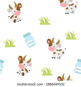 cow pattern, suitable for making cloth and diaper patterns for babies or handkerchiefs. Vector illustration for your design