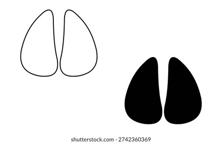 Cow paw vector icon. Cow footprint. Cow trail. Animal paw. Cow hoof icon. Domestic animal paw. Animal hoof symbol.