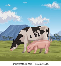cow with pig