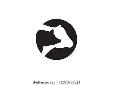 cow pig farm logo vector icon illustration. simple modern design style