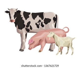 cow pig and goat
