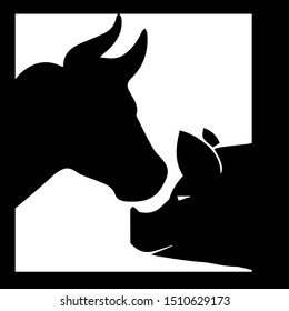 
cow pig squared for logo