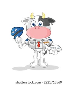 the cow pilot mascot. cartoon vector