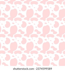 Cow pink pattern. Seamless pattern for strawberry milk package. Vector illustration