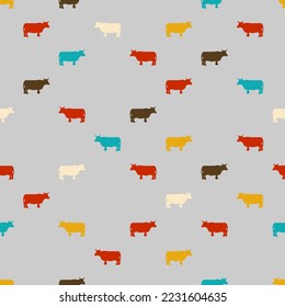 Patrón de arte de píxeles de vaca sin fisuras. fondo animal de granja de 8 bits. textura pixelada