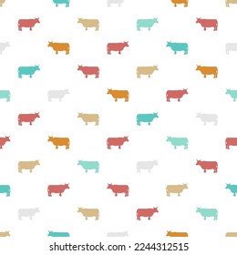 Cow pixel art pattern seamless. 8 bit farm animal background. pixelated texture