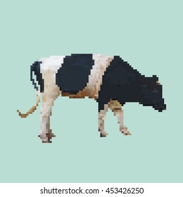 cow pixel art vector. isolated animal farm