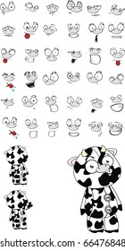 cow plush cartoon set in vector format very easy to edit