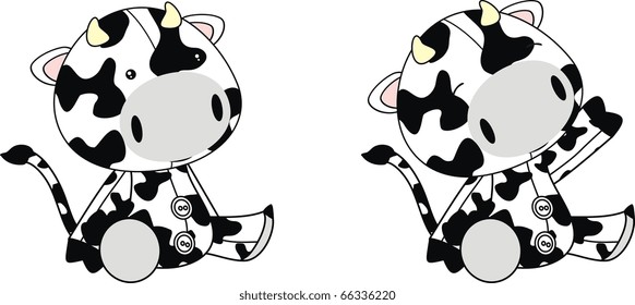 cow plush cartoon in vector format very easy to edit