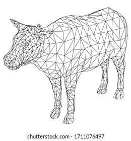 Cow polygonal lines illustration. Abstract vector cow on the white background