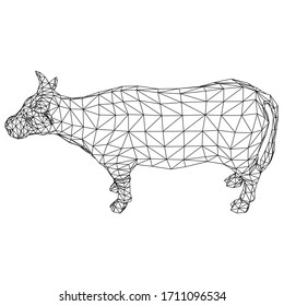 Cow polygonal lines illustration. Abstract vector cow on the white background