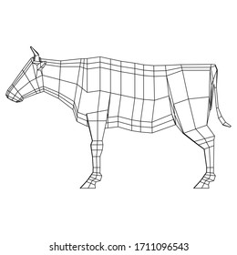 Cow polygonal lines illustration. Abstract vector cow on the white background
