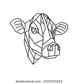 Cow polygonal vector. Geometric line animal. low poly illustration.