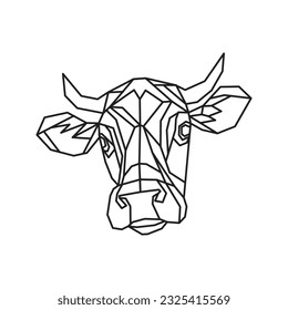 Cow polygonal vector. Geometric line animal. low poly illustration.