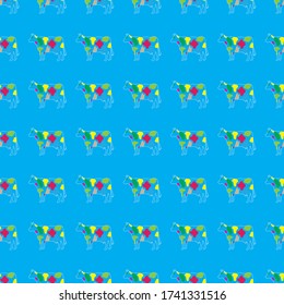 Patrón de arte pop de vaca. Fondo azul aislado.