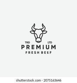 Cow Premium Fresh Beef Monoline logo design