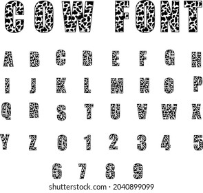 Cow Print Font, Cow Pattern Print Font Letters Alphabet, Cow Print Alphabet Letters, Animal Fonts, Cow Letters 

