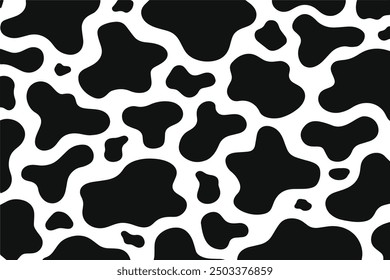 Cow print pattern vector. Abstract black cow print or cow skin texture vector illustration.