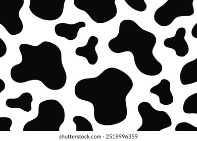 Vector de patrón de impresión de vaca. Ilustración vectorial de textura de piel de vaca negra Abstractas o impresión de vaca negra.