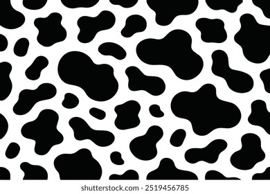Vetor de padrão de impressão de vaca. Impressão de vaca preta abstrata ou ilustração de vetor de textura de pele de vaca.